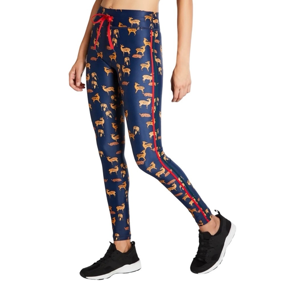 The Upside Deer Print Yoga Pants Leggings Womens Size Small Fawn Blue Drawstring - Picture 10 of 10